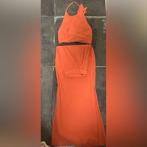 SHEIN Vibrant Orange Two-Piece Dress